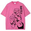 Japanese Anime Style Anime Male Lead Print Women's T-Shirt Oversized Wash Retro Short Sleeve Fashion Design Street