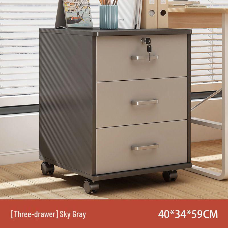 Lockable Mobile Wooden Cabinet for Under Desk Storage