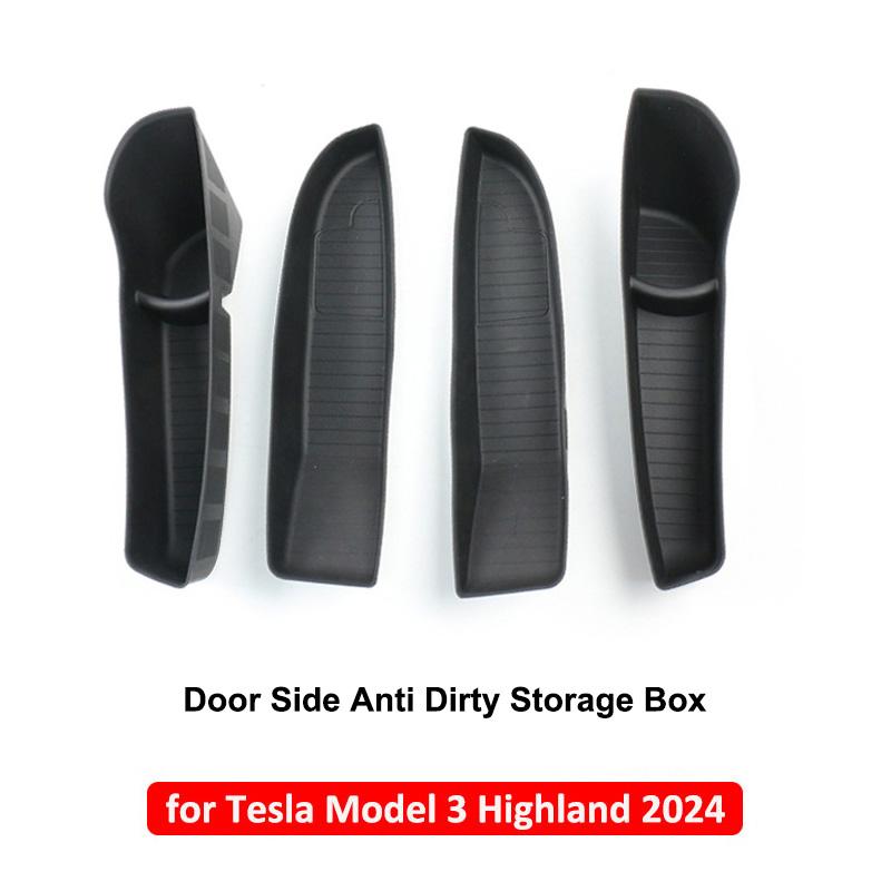 For Tesla Model Y Juniper 2025 Launch Model 3 Highland 2024 Door Side Storage Box Front Rear Door Organizer Tray Car Accessories
