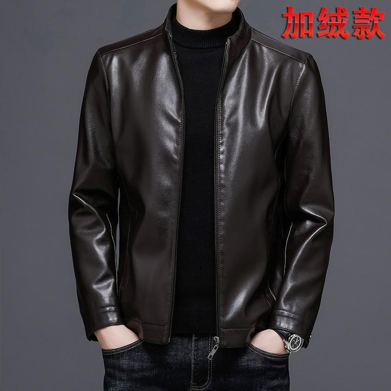 Very good leather leather jacket men's new middle-aged men's leather jacket men's jacket spring and autumn thin coat