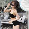 2024 New Korean Style Solid Color High Waist Tummy Control Bikini Swimwear