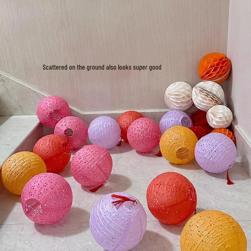 Luminous Honeycomb Ball & Paper Lantern Wedding Room Decor
