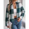 GMXIA Autumn and Winter Casual Plaid Long-sleeved Woolen Jacket Women's Wear
