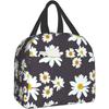 Daisy Flowers Butterfly Purple Lunch Bag Travel Work Bento Cooler Reusable Tote Picnic Boxes Insulated Container Bags for Women