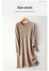 Women's Pure Wool Ruffle Knit Dress - Mid-Length, Long Sleeve, Loose Fit