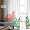 Tropische Pflanzen, Flamingos, Palmblätter, transparente Vorhänge für Wohnzimmer, Schlafzimmer, Tüll-Vorhang für die Küche, Voile-Blindvorhang