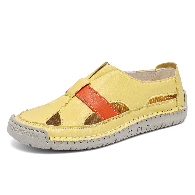 Fashion Casual Leather Men's Sandals Lightweight Summer Shoes Non-Slip Dual-Purpose Shoes Outdoor Beach Flats Hollow Out Male Sandaly