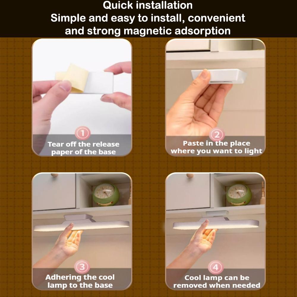 Touch Magnetic Table Lamp USB Rechargeable Light Stepless Dimming Cabinet Closet Wardrobe Portable LED Night Light Reading Lamp