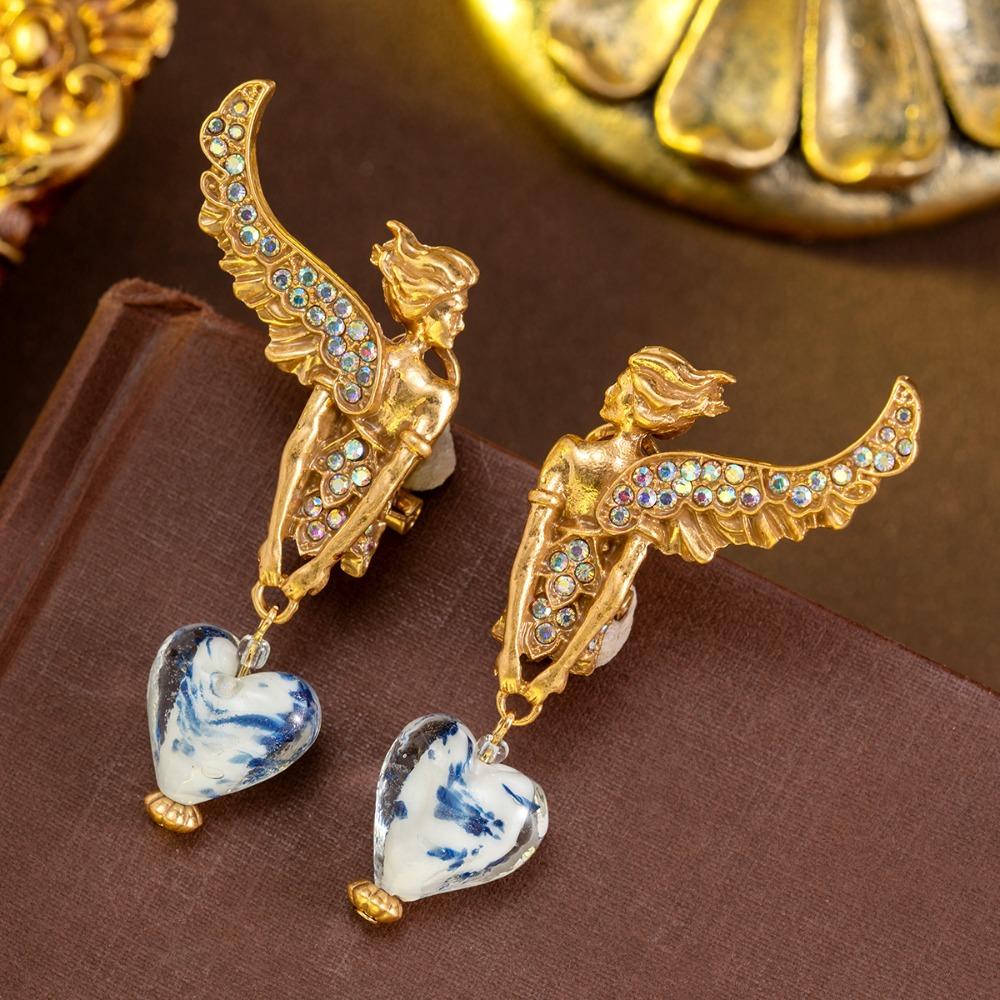 Enamel Relief National Style New Chinese Plum Blossom Earrings Medieval Vintage Gorgeous Retro Old Earrings