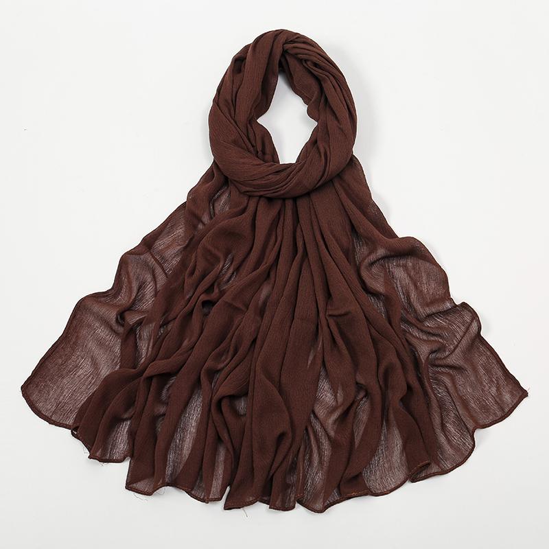 Crinkle Muslim Women Hijab Wrinkle Rayon Headscarf Solid Color Women's Turban Plain Viscose Cotton Musulman Femme Shawl Ramanda
