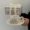 OLOEY Matte Sunflower Portable Bone China Coffee Cup & Saucer Set