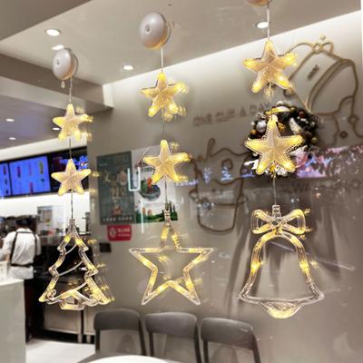 Ghirlanda di Natale Luce Gancio a ventosa Illumina Cuore d'amore Campana di alce Pupazzo di neve Babbo Natale a forma di stella Calda decorazione natalizia Lampada a sospensione per finestra