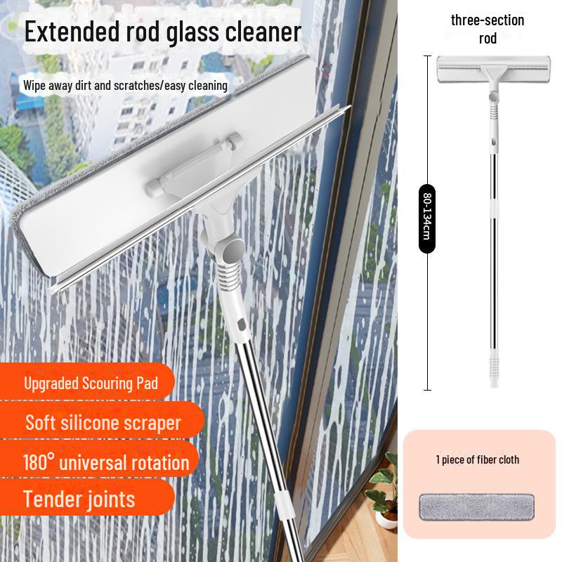 Telescopic Double-Sided Glass Cleaner for High-Rise Windows - Professional Household Tool