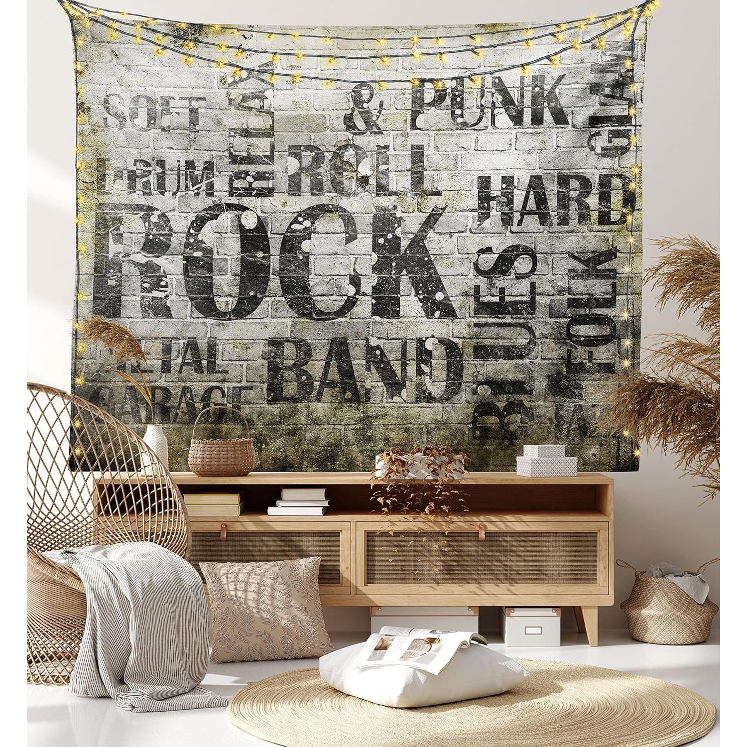 Tapestry grunge music wall with 75x100 чёрный