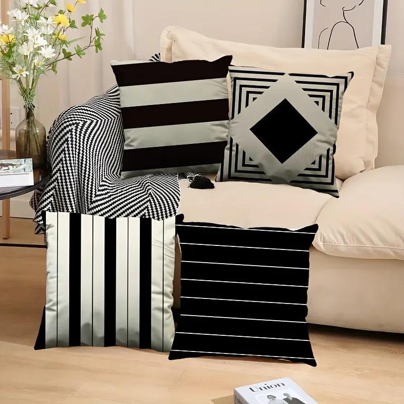 Home Decor Modern Black And White Geometric Pattern Pillows Pattern Cushion Cover Suitable For Sofa Bedroom Car Pillow Cover