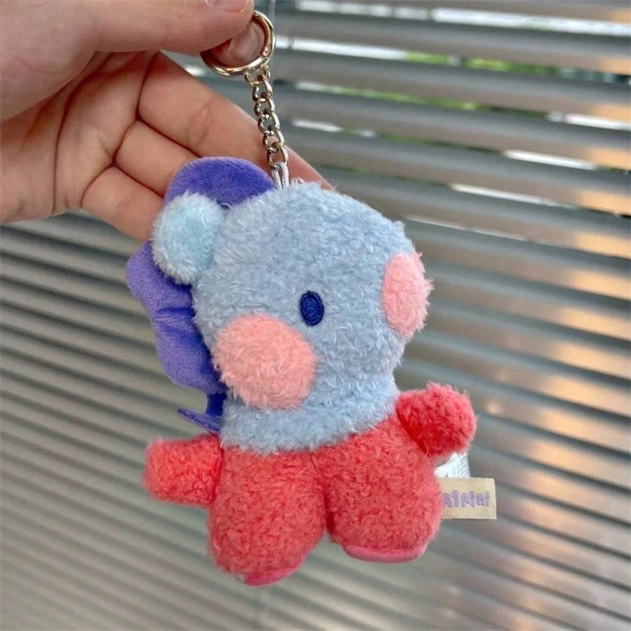 LINE FRIENDS BT21 Anime Kpop und Cartoon-Thema 8cm Mini-Tier COOKY RJ TATA Plüsch Schöner Schlüsselanhänger und Rucksackanhänger