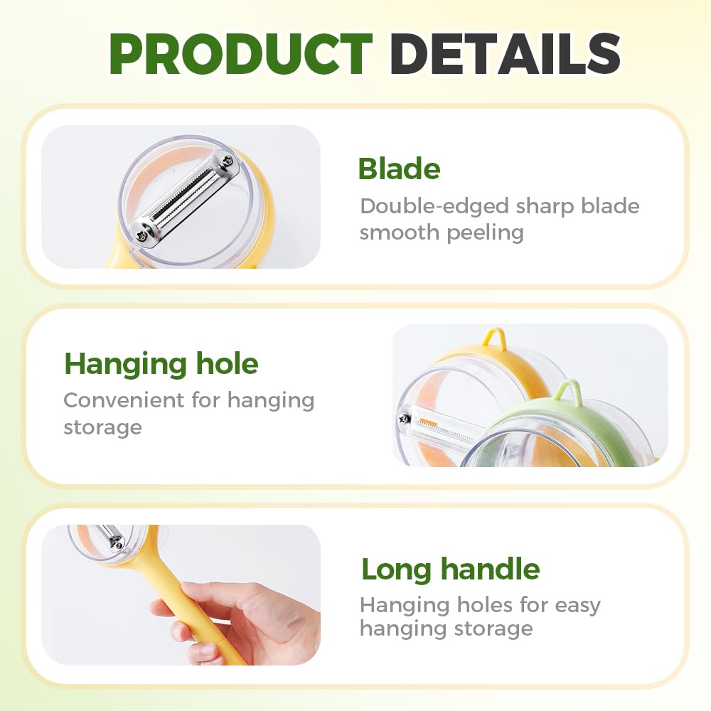 3 In 1 Peeler Easy To Clean Peeler With Container Stainless Steel Peeler Double-Sided For Household Cooking Food Preparation