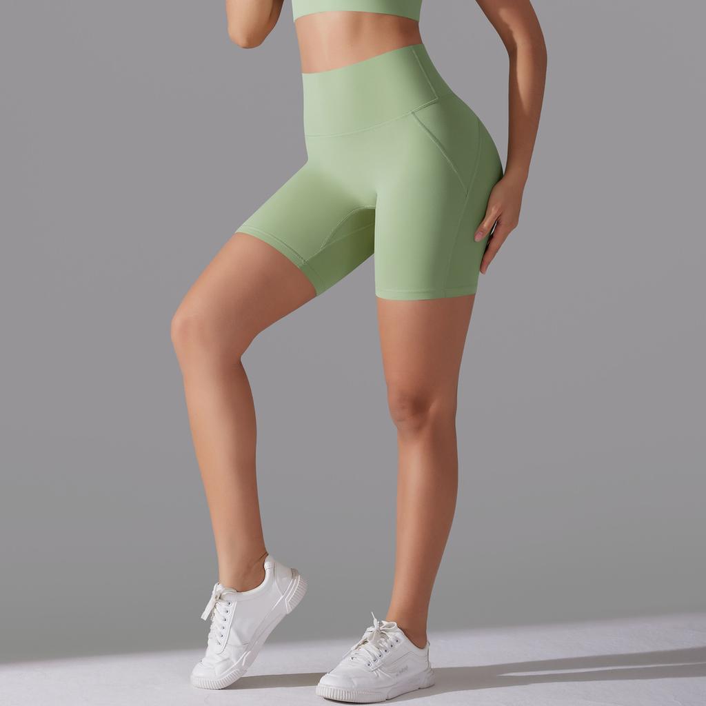 Nuovi pantaloncini a vita alta, aderenti, a tre quarti per donna – non c'è bisogno di biancheria intima, nessuna linea visibile – ideali per la corsa, il fitness e lo yoga