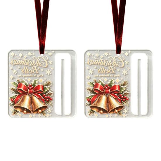 Holiday Party Hanging Decor 2Pcs Christmas Cash Gift Holder Ornament, Acrylic Money with Tree Decorations Santa Snowman Design, Pendant for