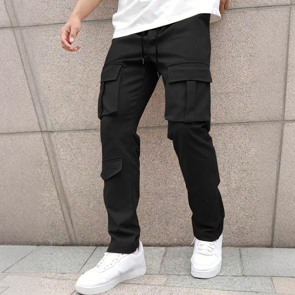 Cargo Pants For Men Workout Joggers Casual Hiking Pants Work Baggy Loose Drawstring Track Sweatpants With Multi Pockets