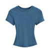 Trendy Women's Ribbed Slim Fit Short Sleeve T-Shirt with Sexy Round Neck and Straight Shoulders.