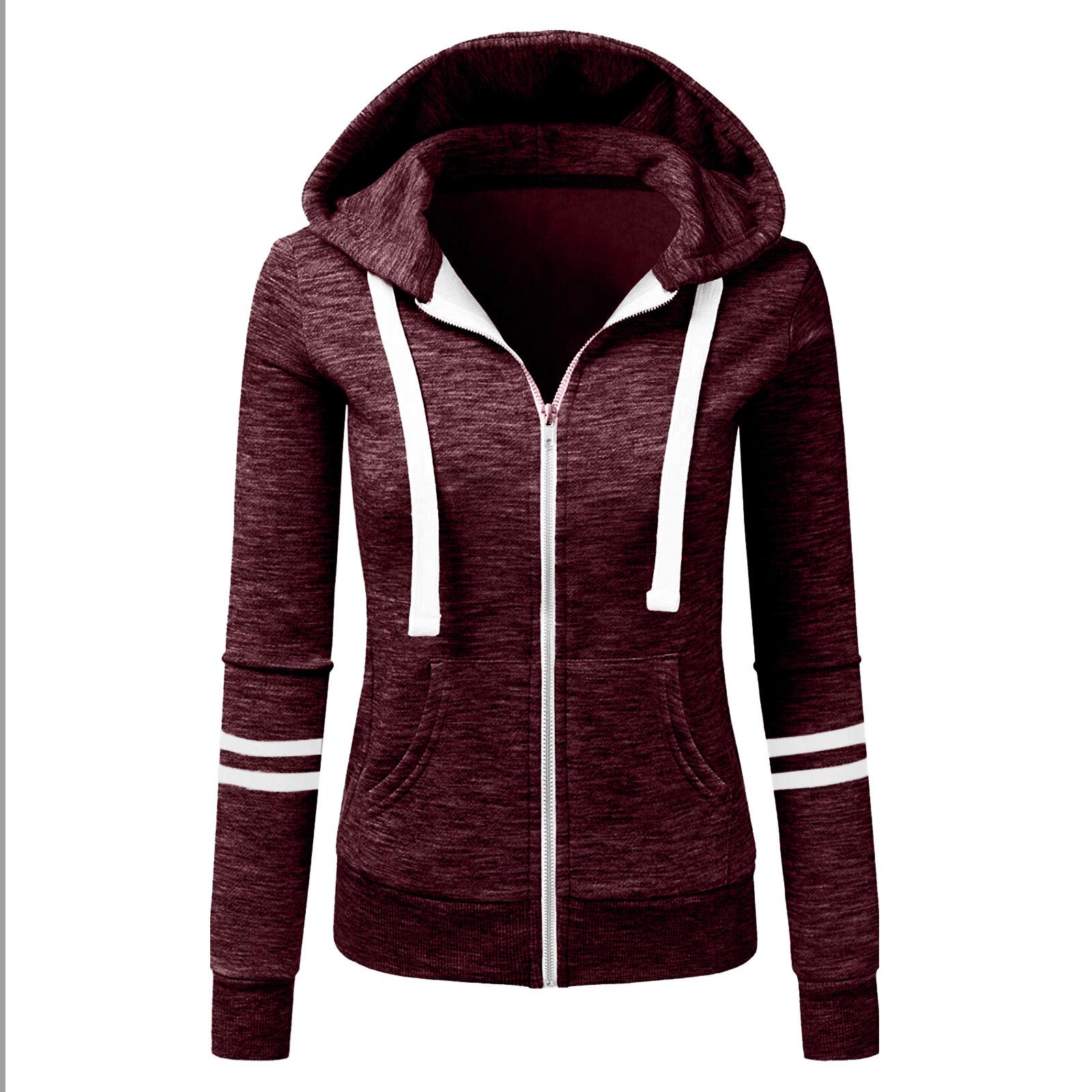 

Женская хлопковая толстовка с капюшоном на молнии - осенне-зимний спортивный кардиган