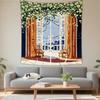 Boho Chic Wall Tapestry With Moon Phase Floral Starry Sky Design Bedroom Yoga Studio Decor