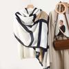 New cotton and linen feel simple color matching letter O scarf fashion travel sunscreen yarn