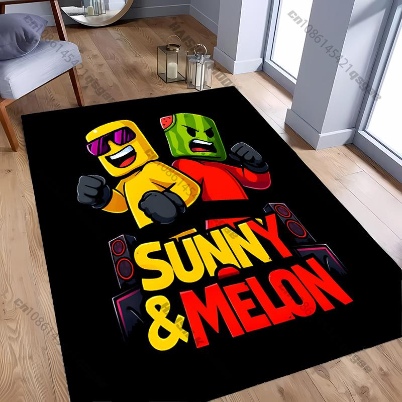 Funny S Sunny and Mel0n Pattern Carpet Rug for Living Room Bedroom,Office Areas,large Decora Mat, Durable Machine Washable Mat