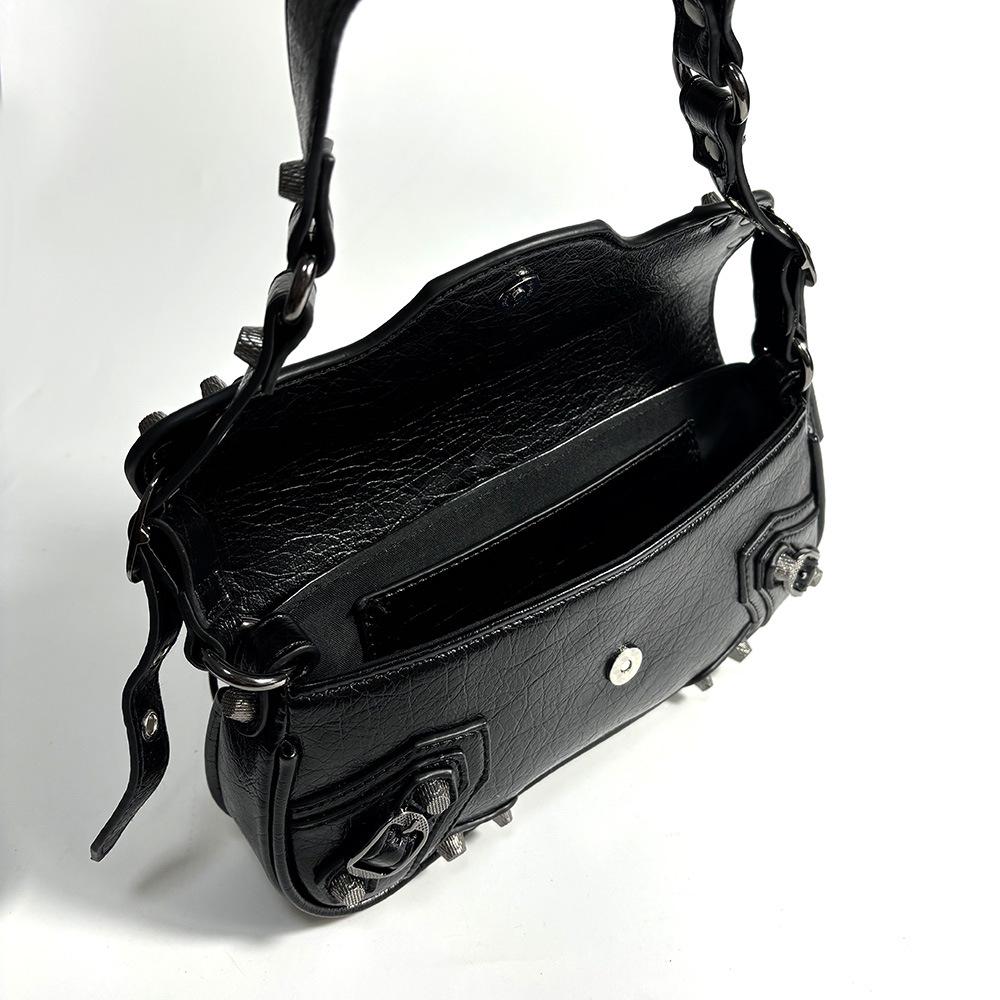 Retro Sweet Cool Women's Motorcycle-Style Baguette Shoulder Bag