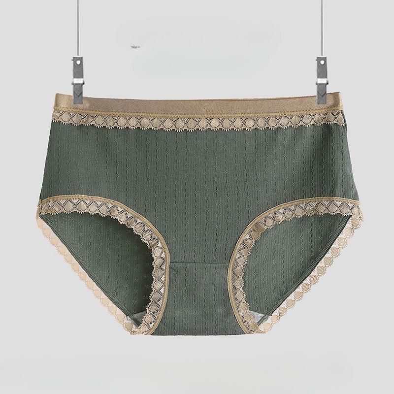Underpants for Women Low Waisted Briefs with Black Fungus Edges Cute Simple Cotton Breathable Triangle Underwear Panties