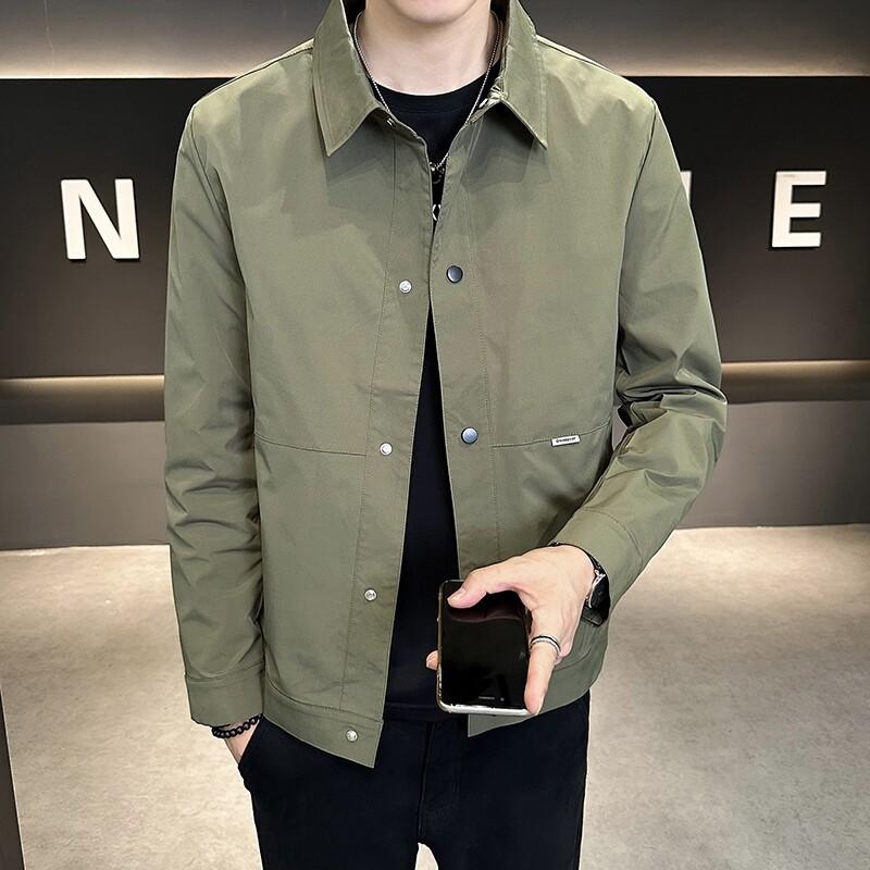 New Men's Handsome Jacket Jacket Lapel Autumn Coat Simple Spring and Autumn Korean Version Versatile Casual Top