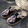 Summer Women's  Casual Linen Handmade Embroidery Mules Flat Slippers Retro Ladies Canvas Comfortable Espadrille Shoes
