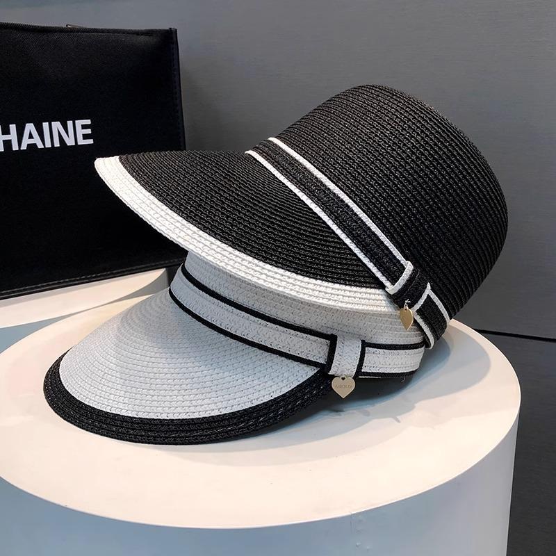 Hat Women's 2025 New Big Eaves Sunshade Sunscreen Hat Outdoor Travel Straw Duck Tongue Sun Hat Breathable Equestrian Hat