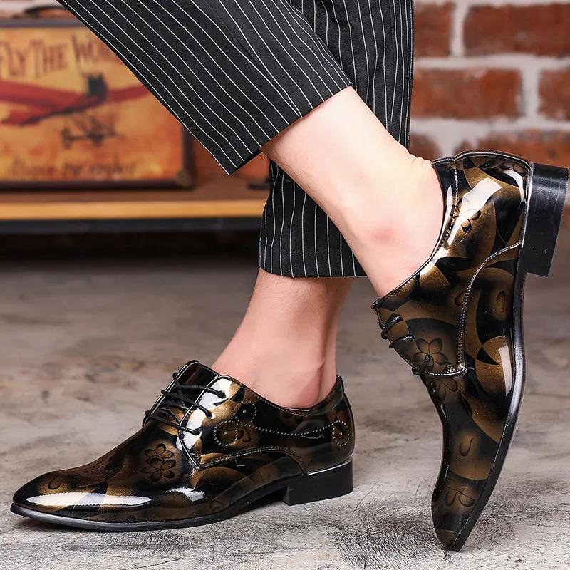 Casual and Fashionable UK Plus Size Men Shoes Amazon Foreign Trade Shoes Shiny Casual Leather Shoes Lace Up Shoes