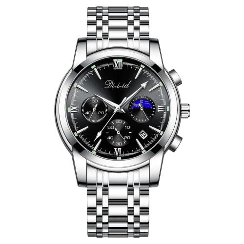 DIZIZID Men's Quartz Chronograph Watch, Popular Business Watch, Stylish Multi-Function Stainless Steel Watch with 3 ATM Water Resistance, Date Display