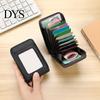 Minimalist Wallet with ID Window Slim Card Wallet, Thin Credit Holder Window, Solid Color Zip Closure Faux Leather Pouch for Cash Cards