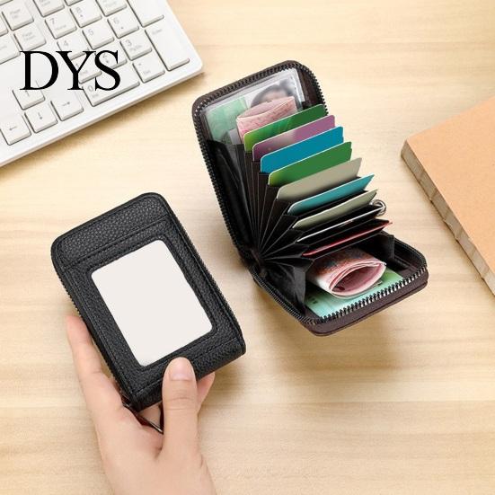 Minimalist Wallet with ID Window Slim Card Wallet, Thin Credit Holder Window, Solid Color Zip Closure Faux Leather Pouch for Cash Cards