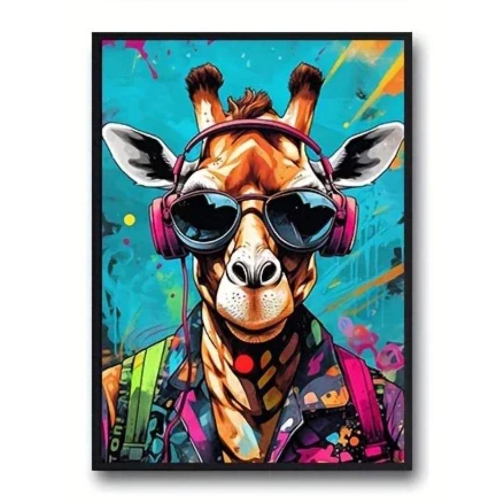 Cool Graffiti Gamer Headphones Animal Poster, Minimalist Wall Art Print Canvas Painting Posters for Living Room Home Decor