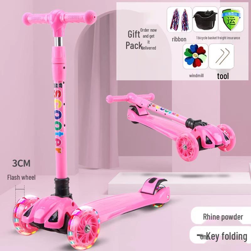 Children's Foldable Scooter for Ages 3-12, Pedal Model, Suitable for Boys and Girls