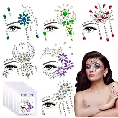 Crystal Face Jewels Kamínky Samolepky na obličej Líčení na obličej Festivalové drahokamy Třpytky Tetování obočí Festival Party Ženy Oblékání