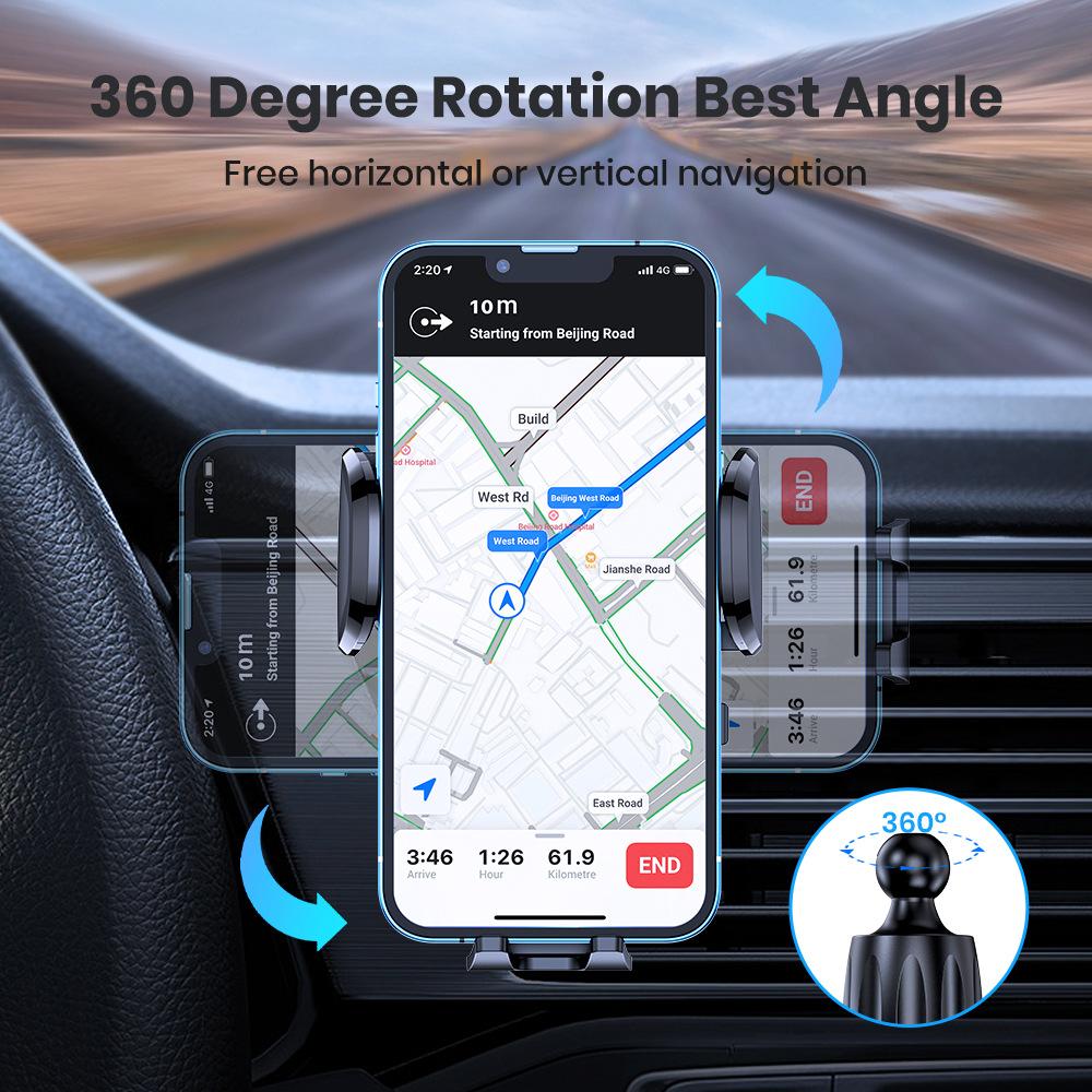 Mobile Phone Holder Air Outlet Gravity Sensor Car Holder Gravity Frosted Simplicity Solid Metallic Material