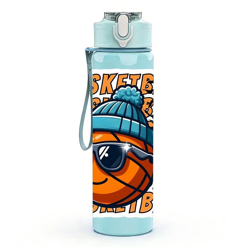 1PC Basketball Character Sunglasses Summer Style 750ml Color Plastic Sports Water Bottle Leakproof Flip Straw Lid Suitable for Sports Office Home Use
