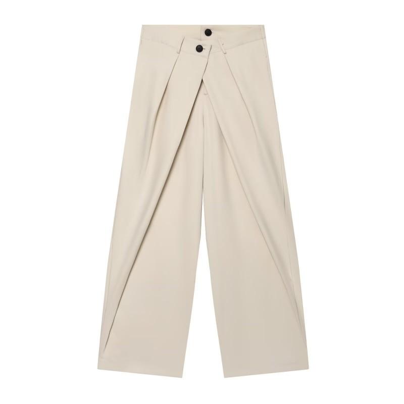 Pantaloni Larghi Oversize da Donna con Pieghe Asimmetriche Vestibilità Larga Pantaloni Casual