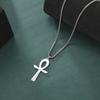 Collier Punk en acier inoxydable avec pendentif en croix égyptienne pour homme et femme, bijou tendance, ras du cou, cadeau