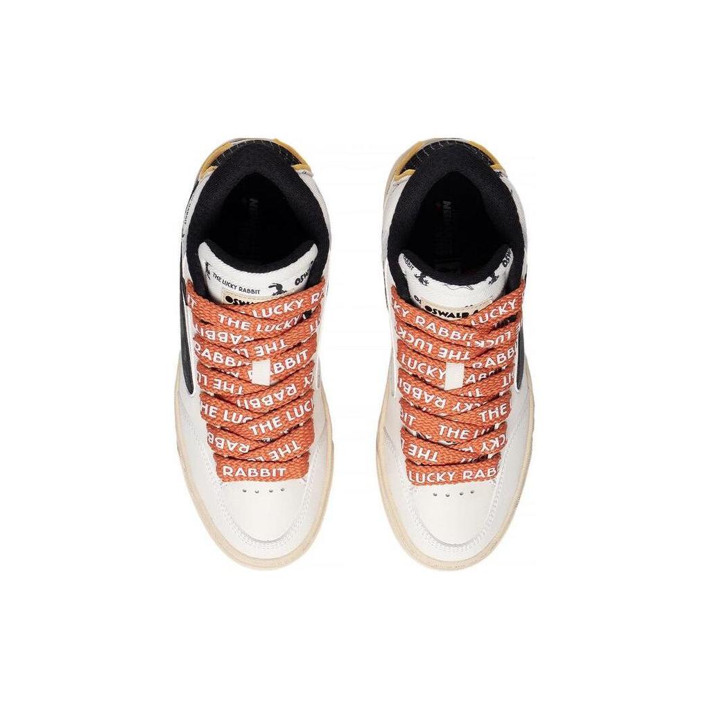 OSWALD x Li Ning Wave 180 Abrasion Resistant Breathable Mid top Skateboard Shoes Women's White Black AECT020-1