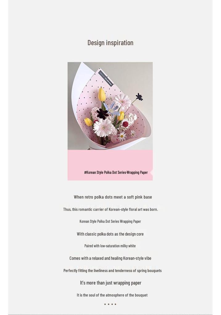 Korean Polka Dot Floral Gift Wrapping Paper - DIY Exquisite Bouquet Paper