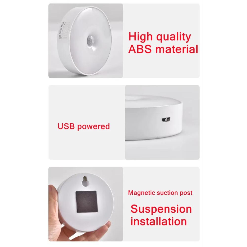 Motion Sensor Light Led USB NightLights Rechargeable Lamp for Bedroom Staircase Hallway Wardrobe Cupboard Lighting