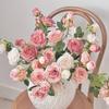 Burnt Edge Rose Artificial Rose Branch 3 Heads Fake Bouquet New Fake Peony  Wedding