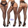 Women's Sexy Crotchless Fishnet Suspender Stockings with Eye Jacquard Design - Style 7501